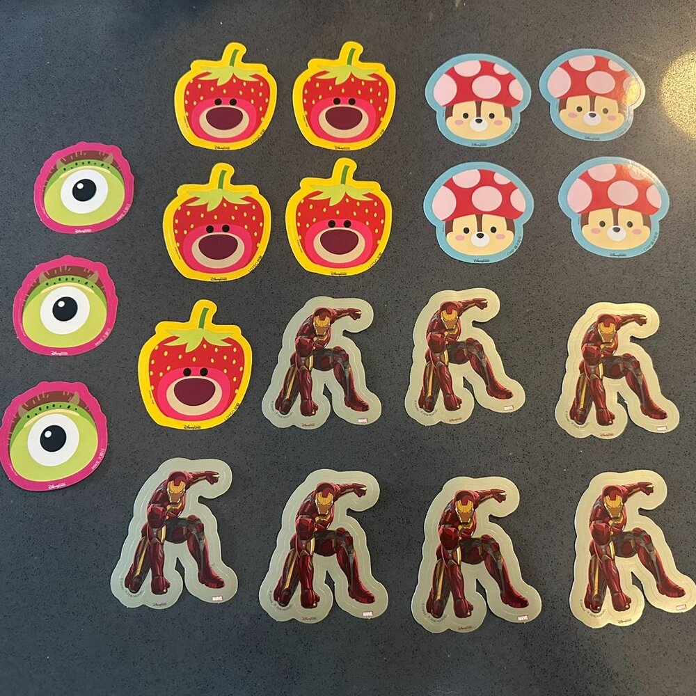 NEW 19 Disneyland Hong Kong Stickers - Iron Man, Lotso, Mike, & Chip